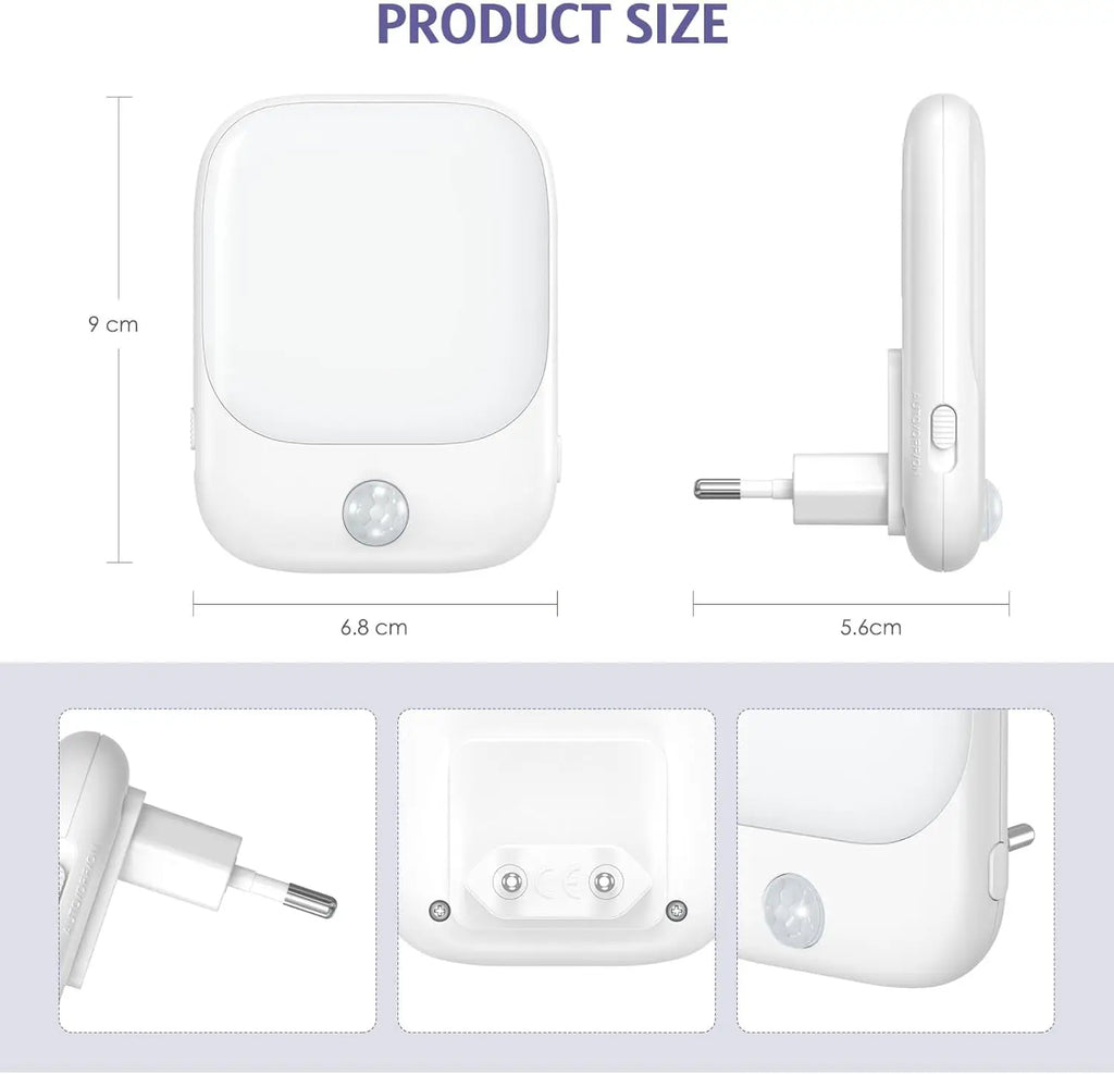LED Motion Sensor Night Light 2-Pack - Auto On/Off