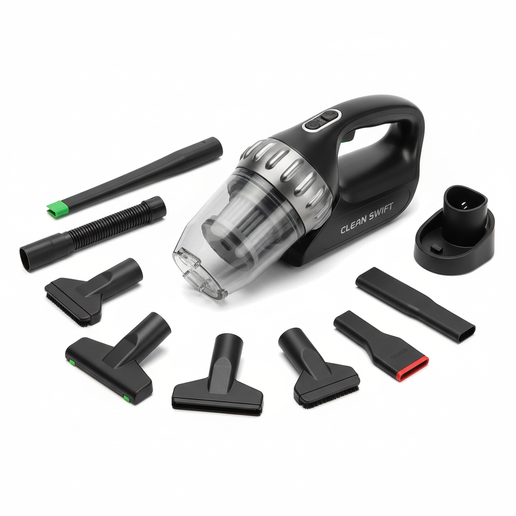 Mini vacuum with multiple cleaning attachments and accessories